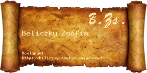 Beliczky Zsófia névjegykártya